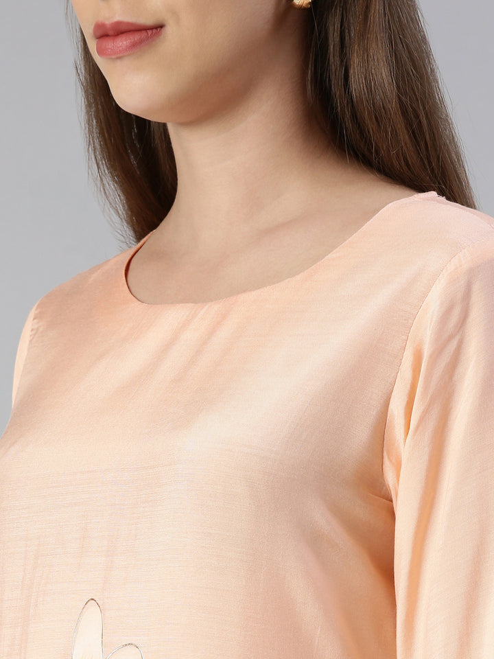 Neerus Orange muslin printed suit set - detail view 1