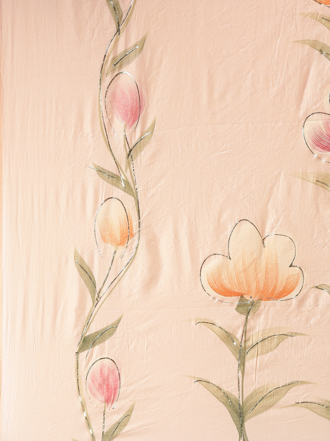 Neerus Orange muslin printed suit set - detail view 4