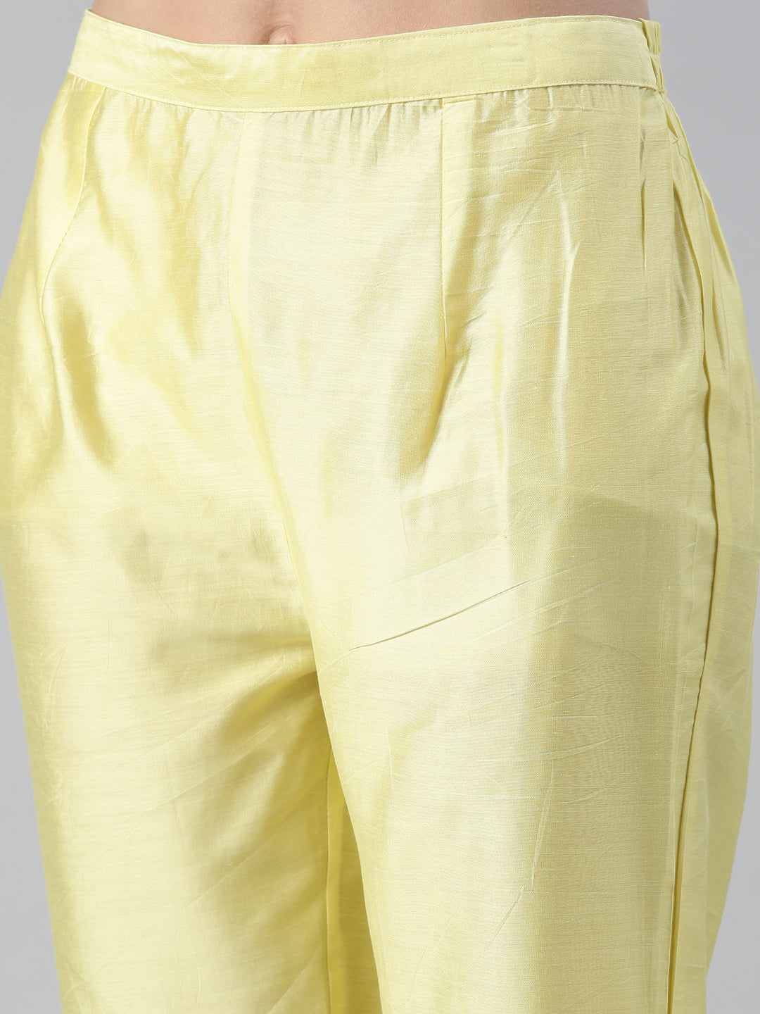 Neerus Women  Lemon Printed Calf Length Kurta And Trousers With Dupatta