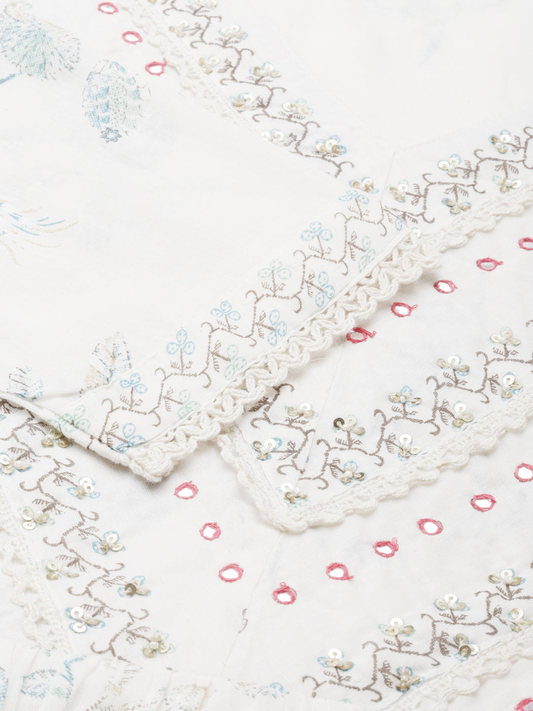 Neerus Off White Straight Printed Cotton Kurtas