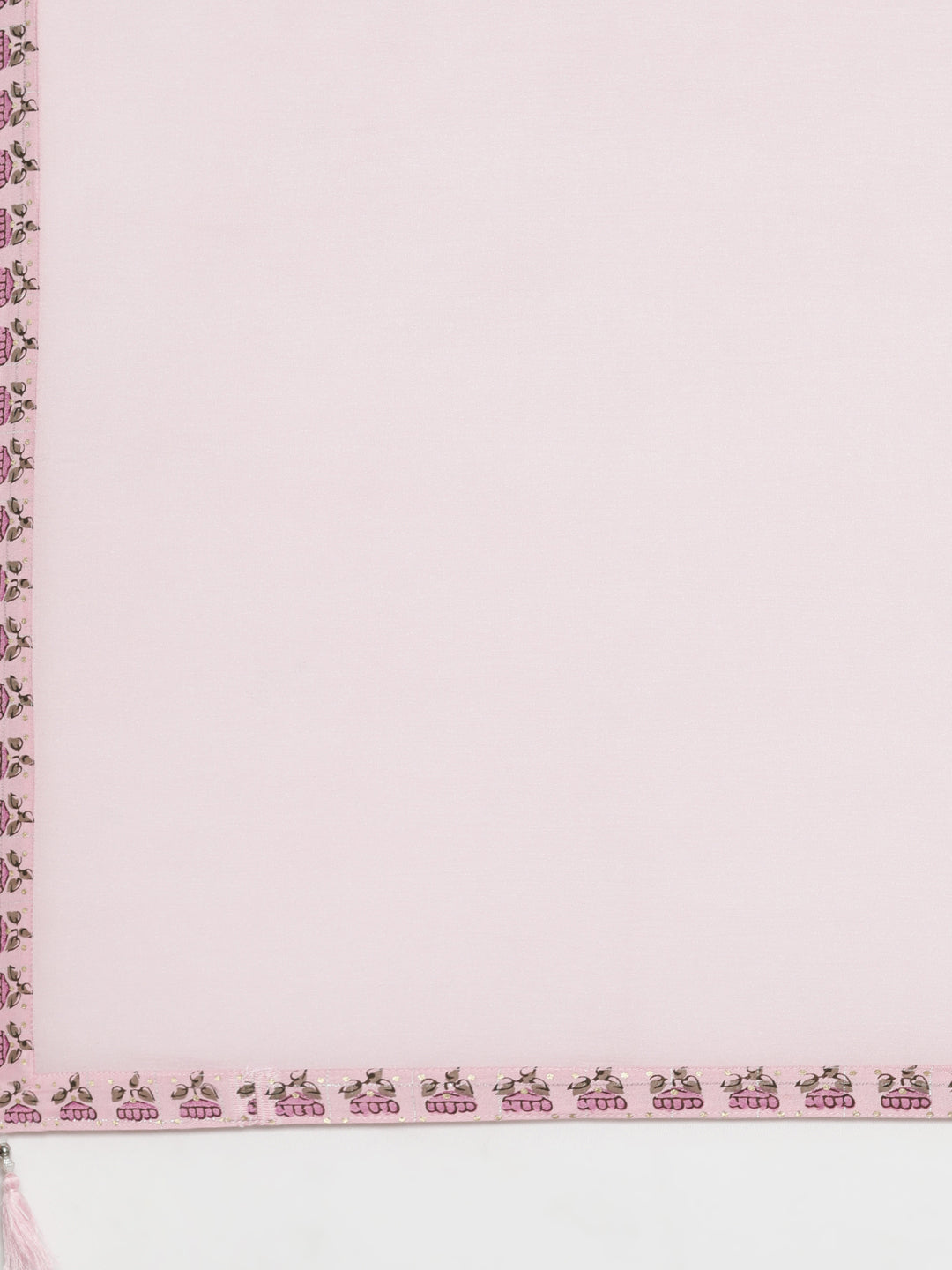 Neerus Pink Regular Calf Length Printed Kurta Solid Trousers With Dupatta