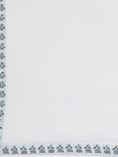 Neerus Blue Regular Calf Length Printed Kurta Solid Trousers With Dupatta