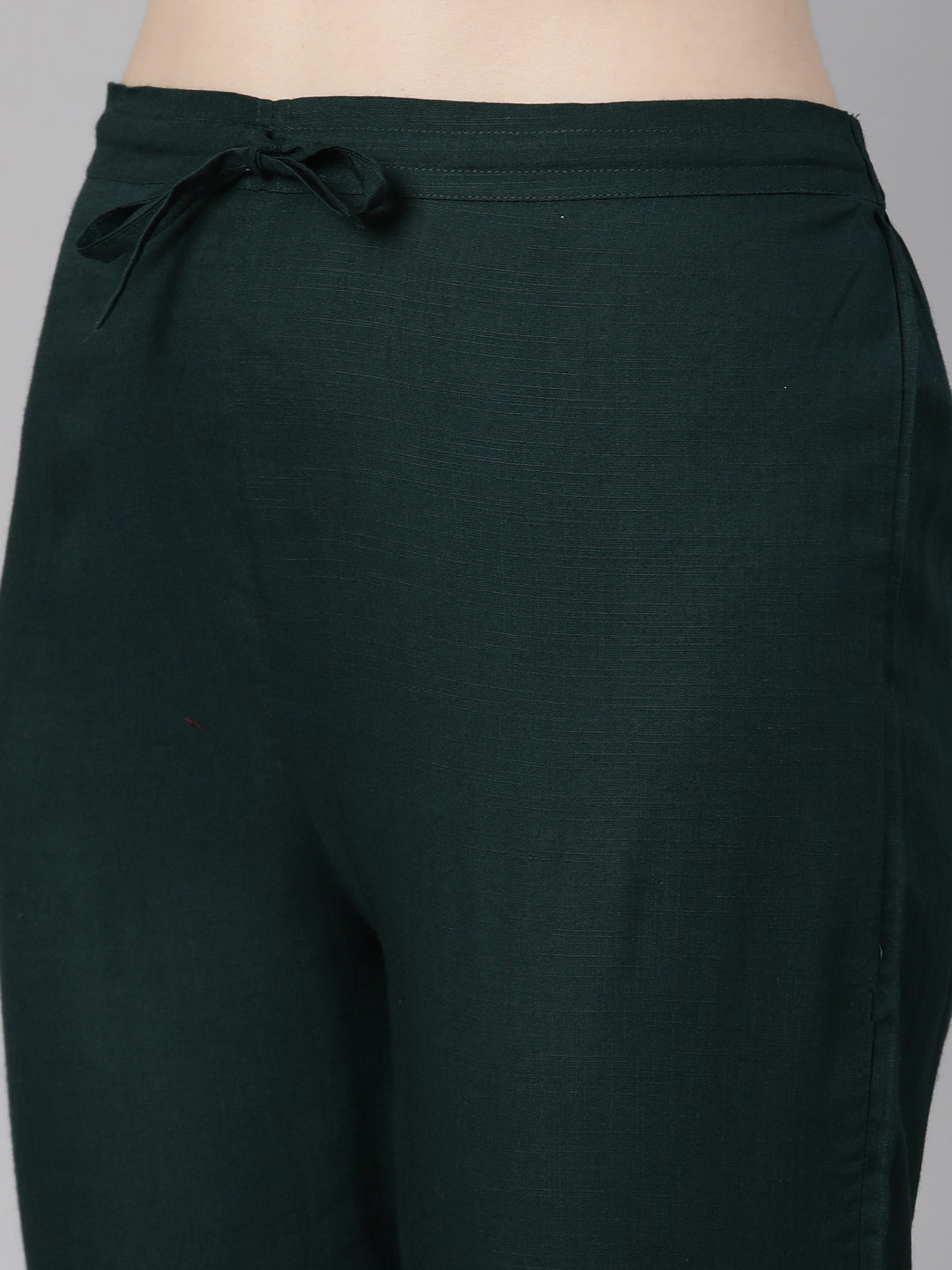Neerus Green Regular Calf Length Printed Kurta Embroidered Trousers With Dupatta