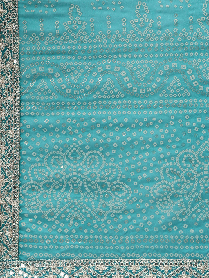 Neerus Green Regular Knee Length Printed Kurta Embroidered Trousers With Dupatta