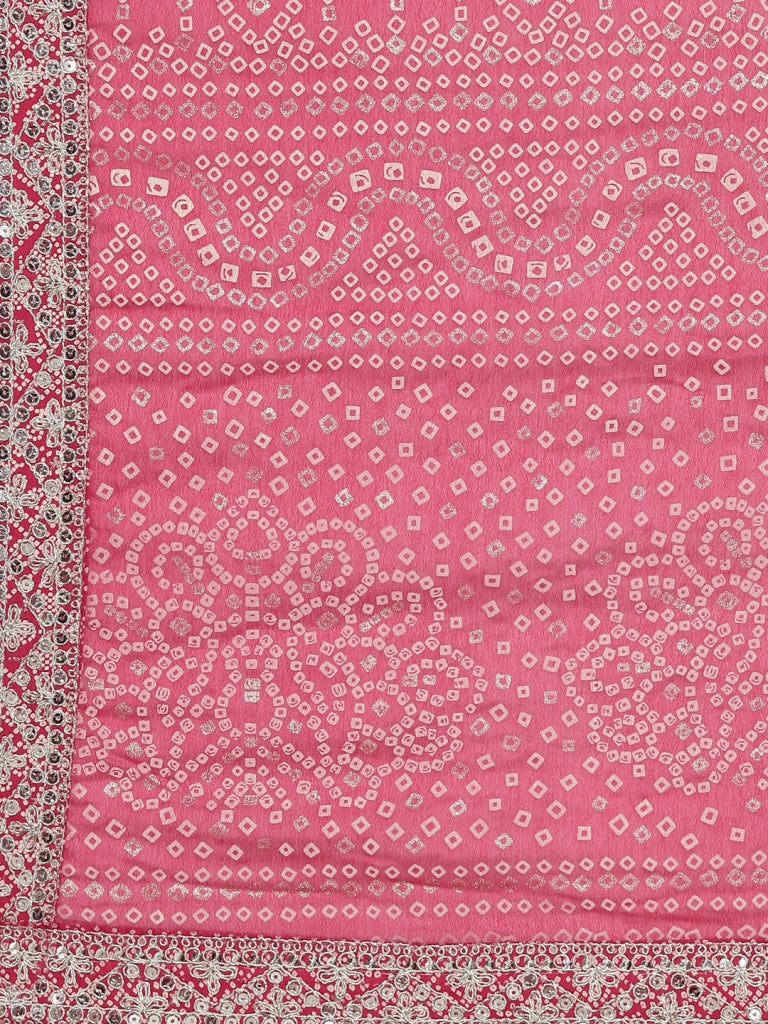 Neerus Red Regular Knee Length Printed Kurta Embroidered Trousers With Dupatta