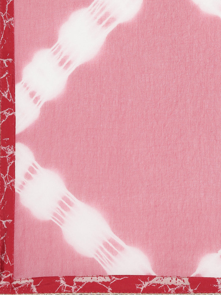 Neerus Magenta Regular Knee Length Printed Kurta Printed Trousers With Dupatta