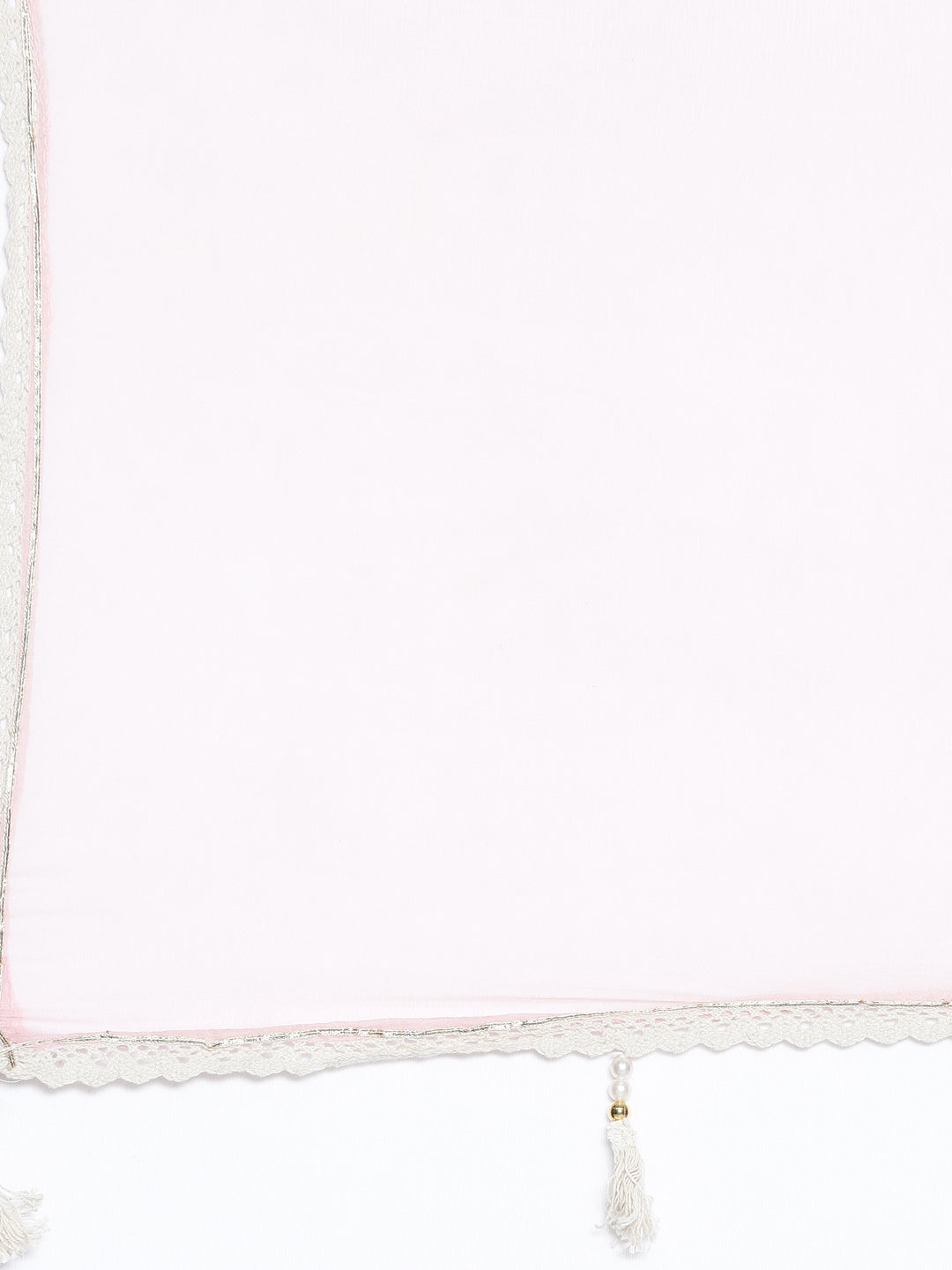Neerus Pink cotton embroidered kurta set with trousers and dupatta - detail view 3
