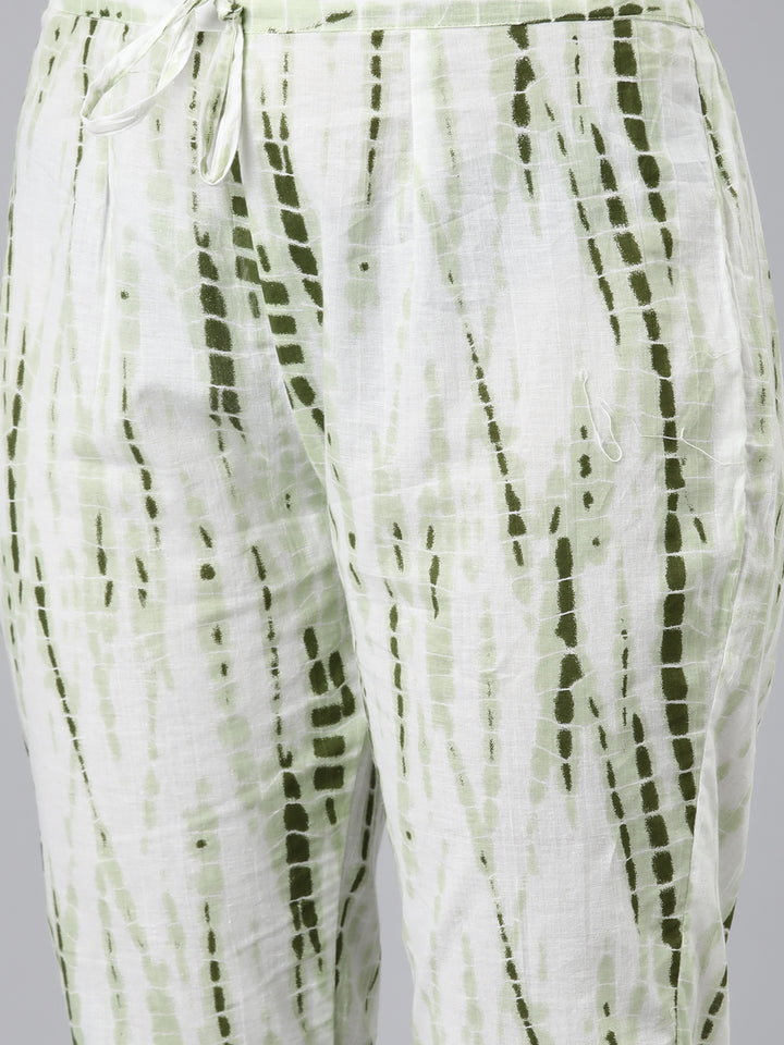 Neerus Green Regular Calf Length Printed Kurta Printed Trousers With Dupatta