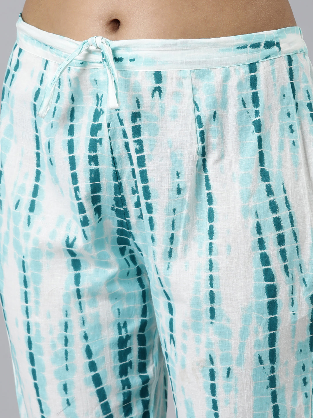 Neerus Sea Green Regular Calf Length Printed Kurta Printed Trousers With Dupatta