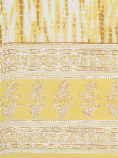 Neerus Yellow Regular Calf Length Printed Kurta Printed Trousers With Dupatta