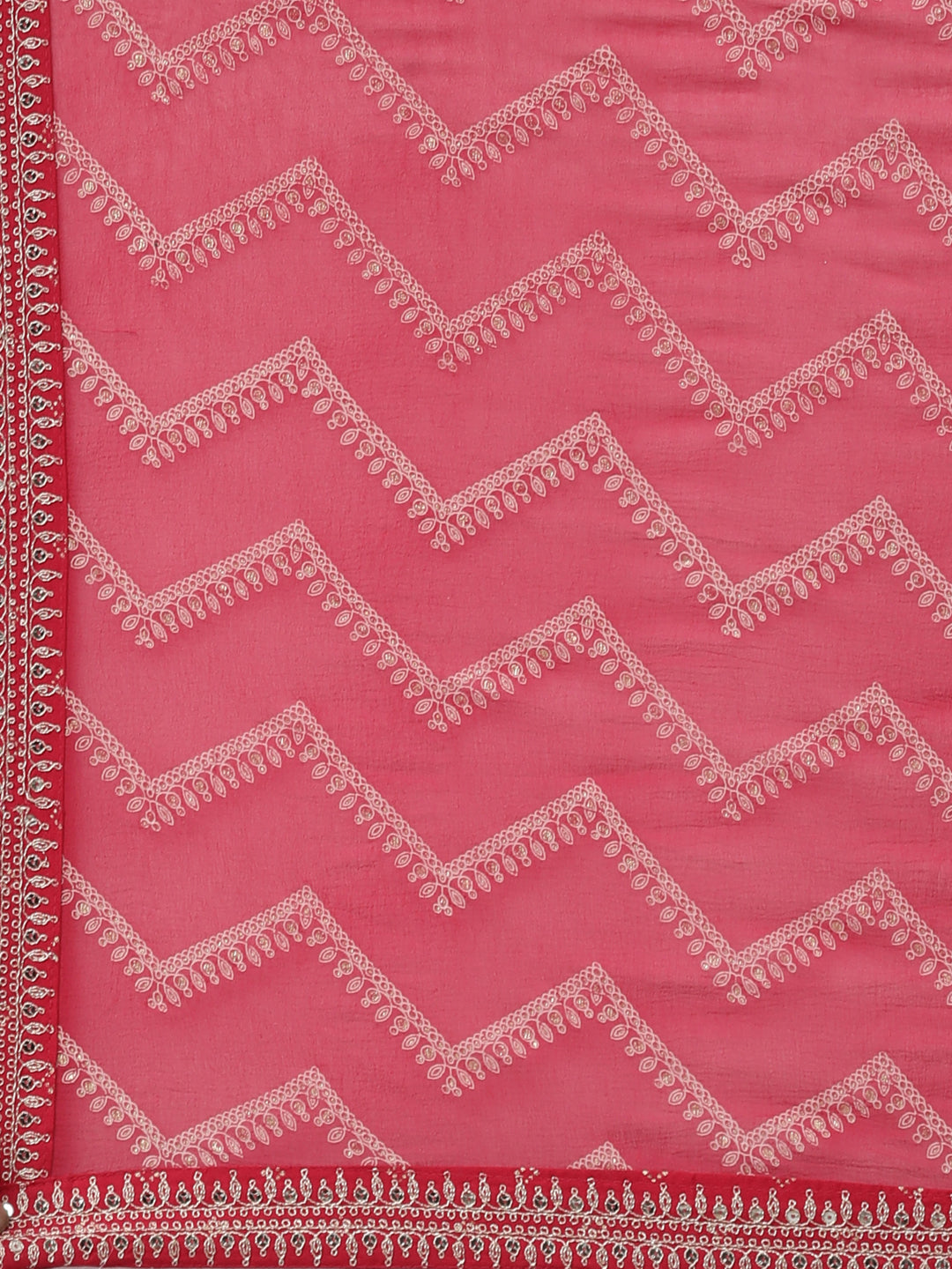 Neerus Red printed kurta sharara set with dupatta - detail view 4