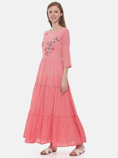Neeru's Pink Embroidered Anarkali Kurta