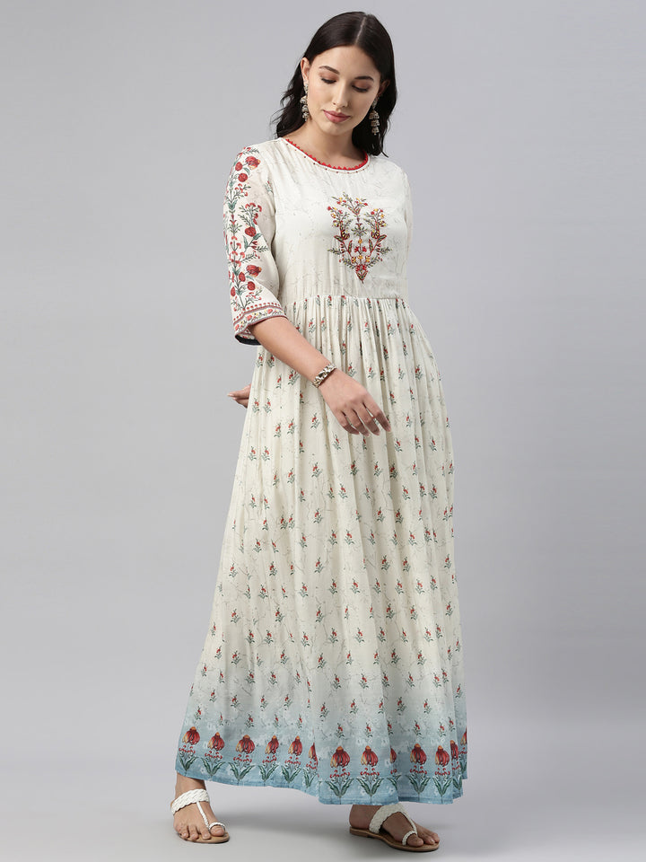 Neerus White muslin solid kurti - detail view 1