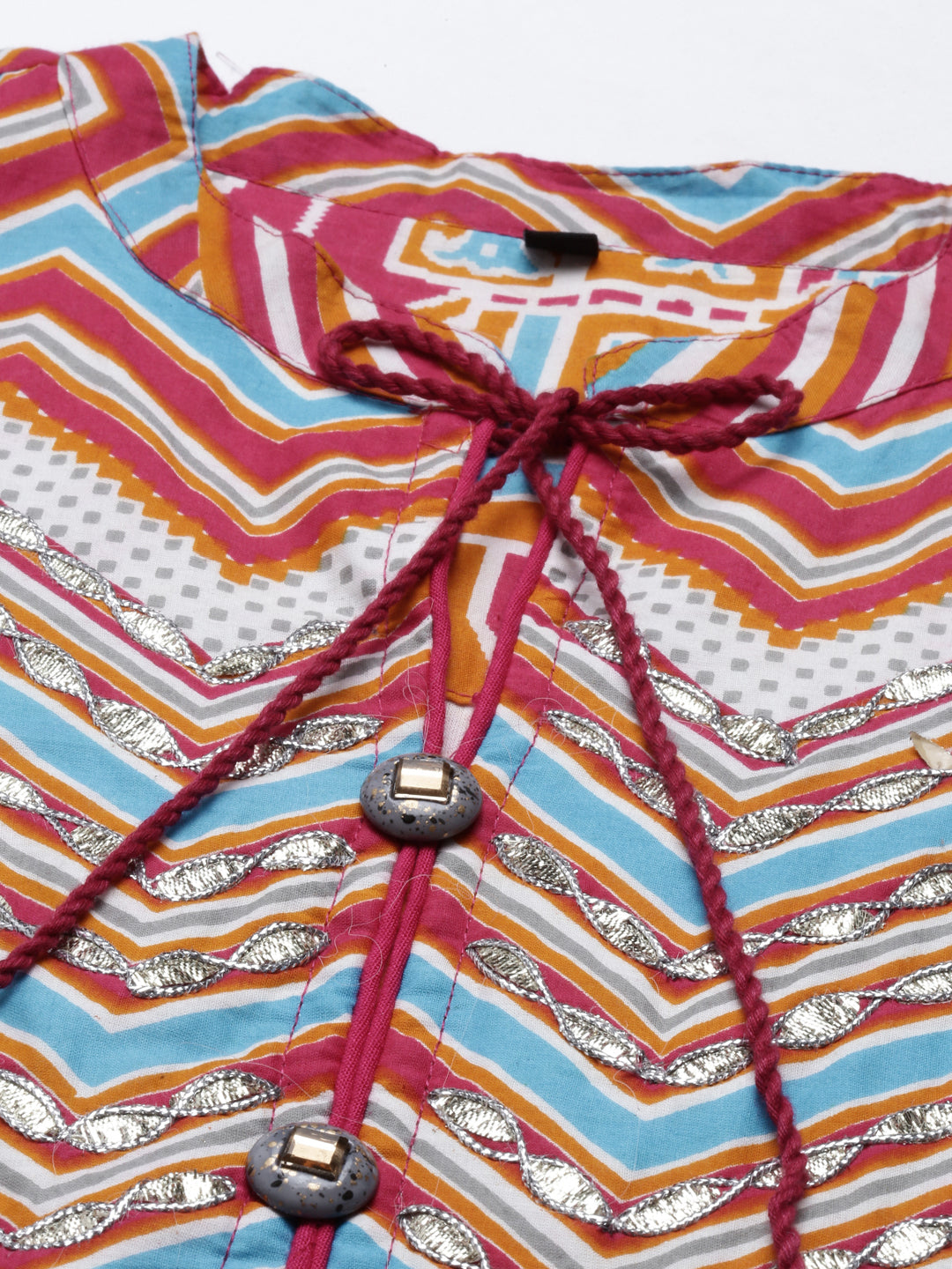 Neerus Multi cotton printed kurti tunic - detail view 4