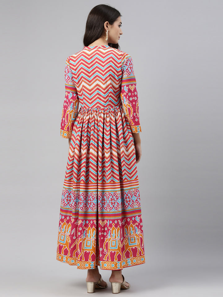 Neerus Multi cotton printed kurti tunic - detail view 1