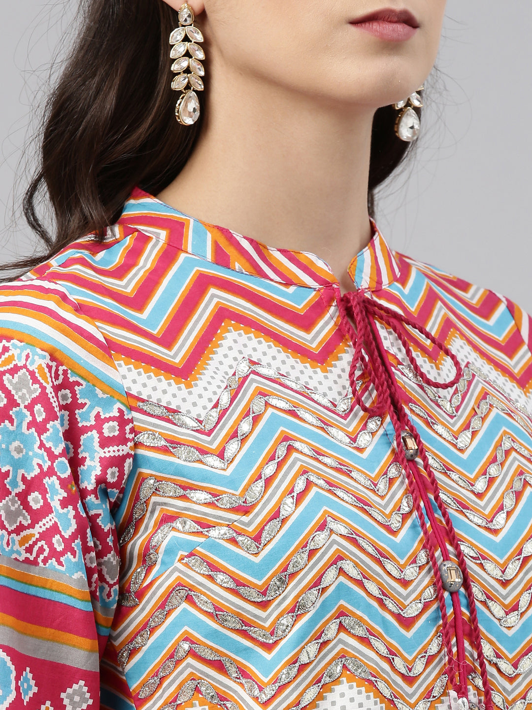 Neerus Multi cotton printed kurti tunic - detail view 2