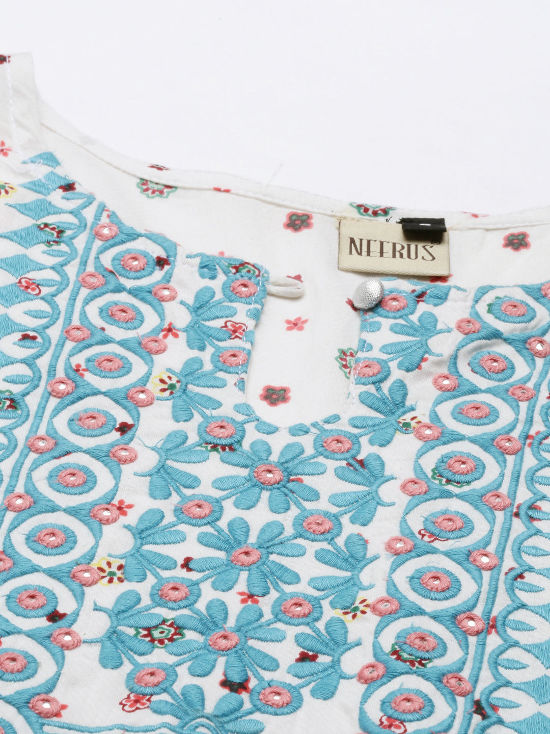 Neerus Rama Color Cotton Fabric Tunic