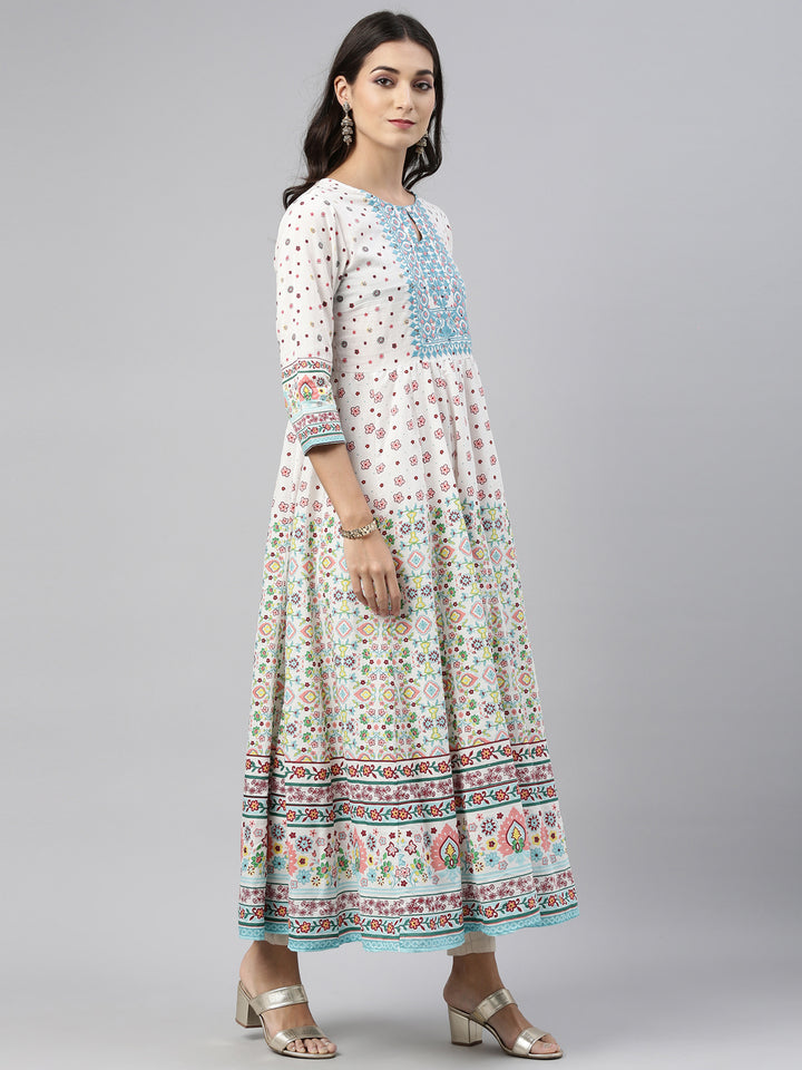 Neerus Rama Color Cotton Fabric Tunic