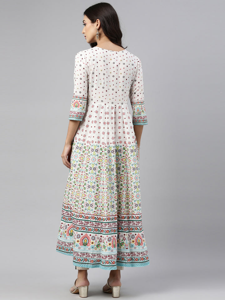 Neerus Rama Color Cotton Fabric Tunic