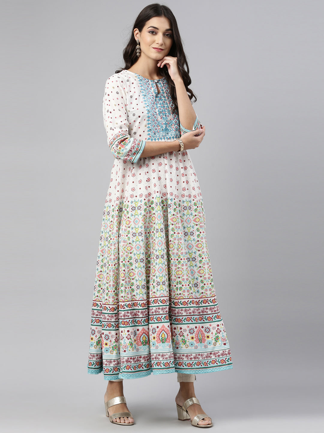 Neerus Rama Color Cotton Fabric Tunic