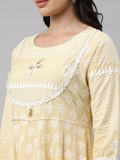 Neeru's Beige Color Cotton Fabric Tunic
