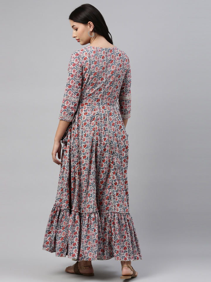 Neerus Multi cotton printed kurti tunic - detail view 2