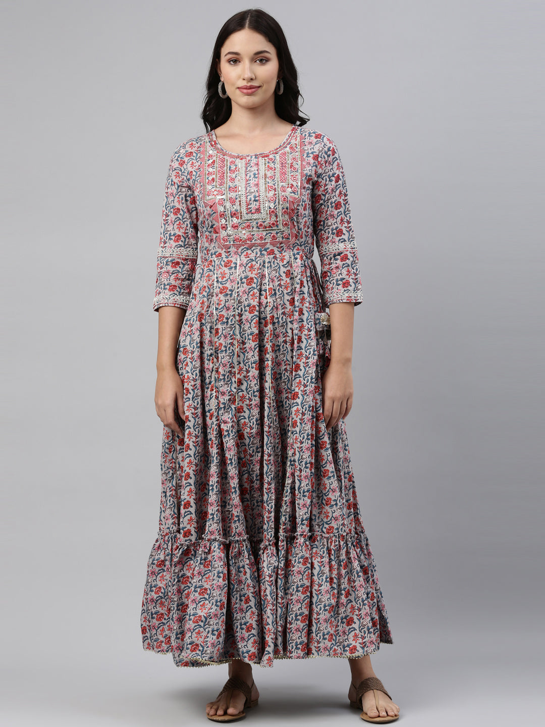 Neerus Multi cotton printed kurti tunic - detail view 4