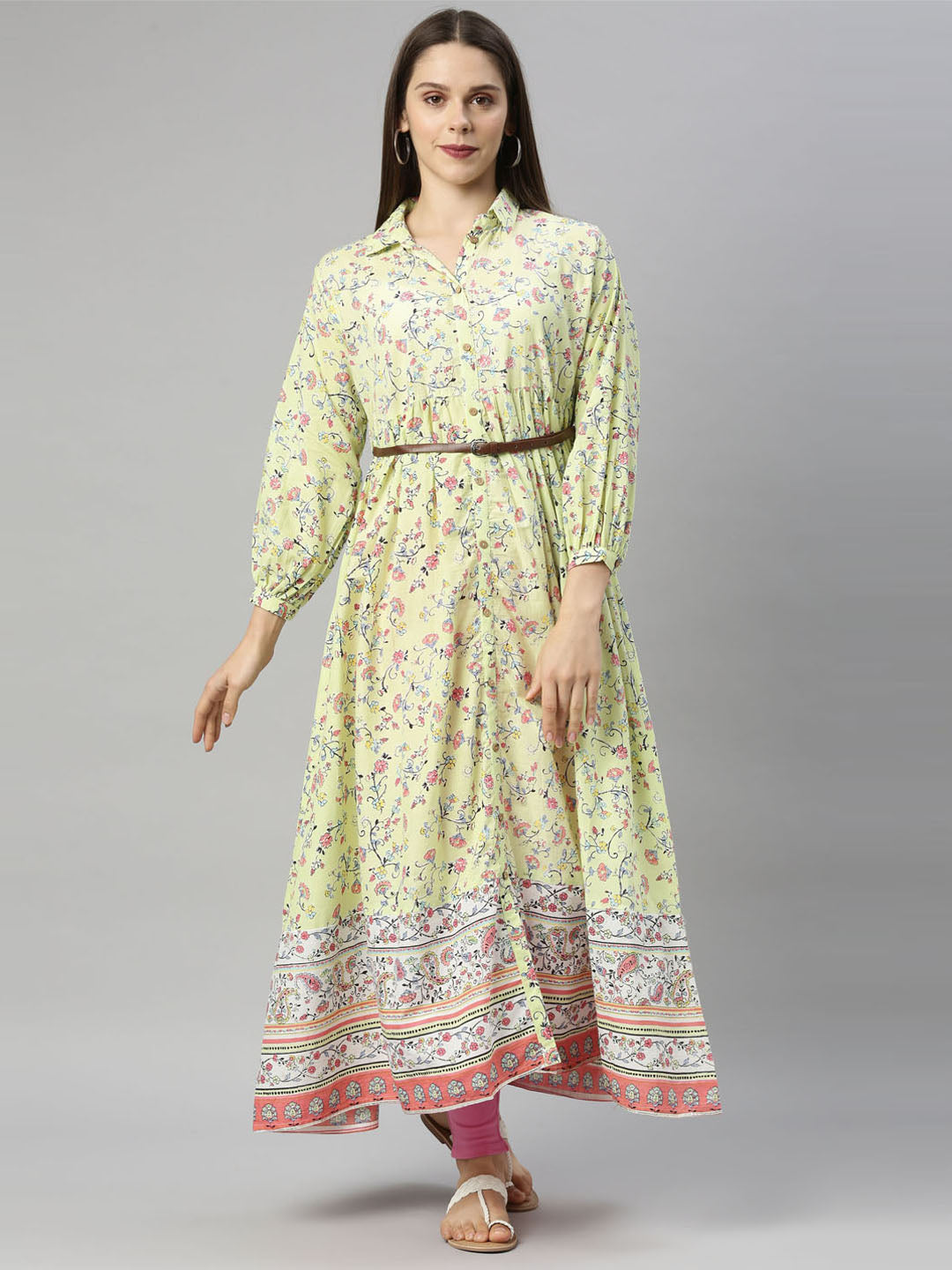 Neeru'S Lemon Color, Cotton Fabric Tunic