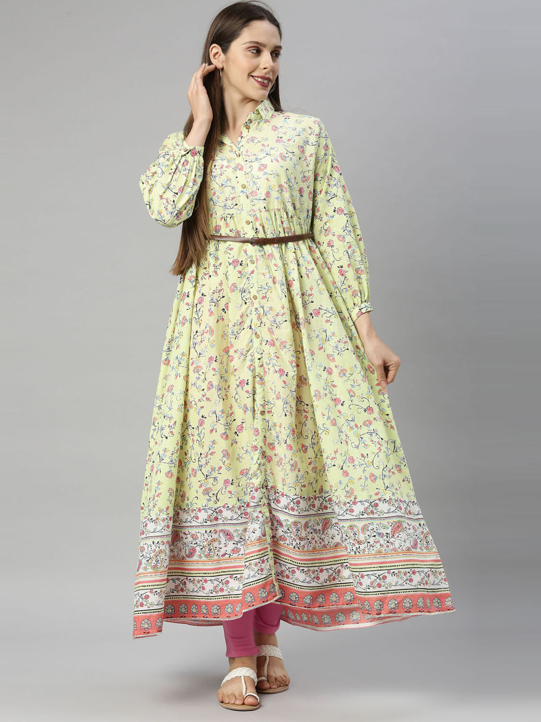 Neeru'S Lemon Color, Cotton Fabric Tunic