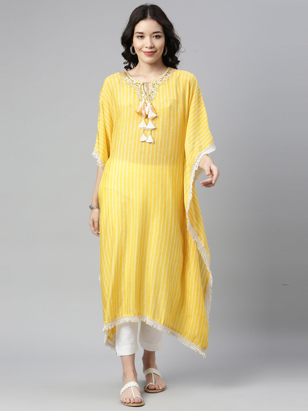 Neerus Yellow Color Muslin Fabric Kurta