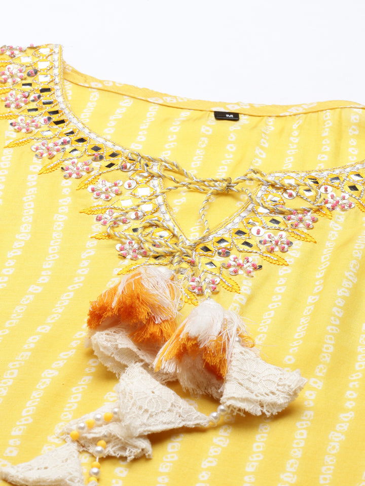 Neerus Yellow Color Muslin Fabric Kurta