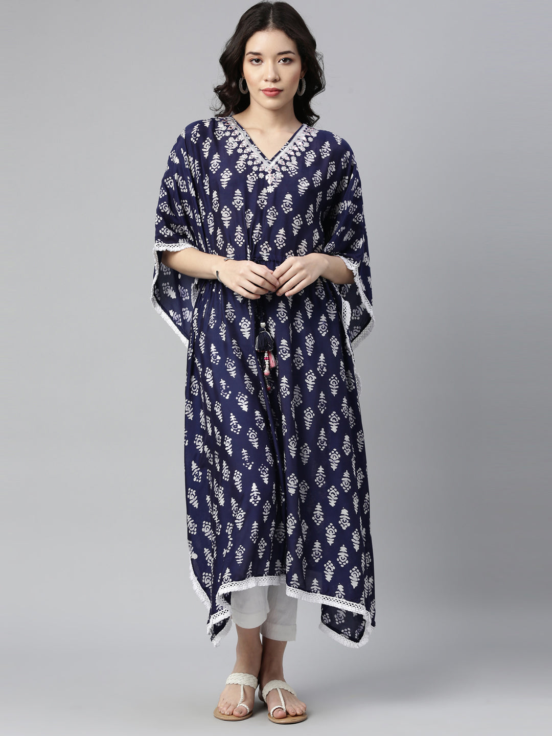 Neerus Blue Color Muslin Fabric Kurta