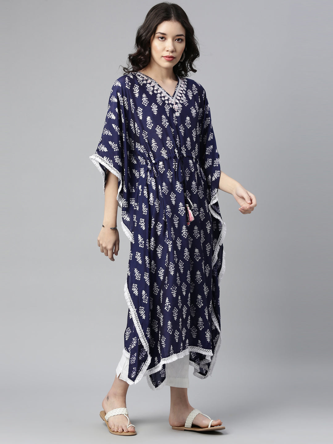 Neerus Blue Color Muslin Fabric Kurta