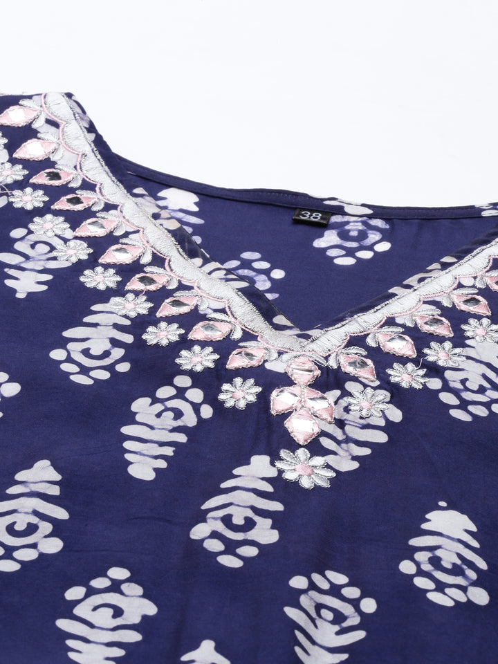 Neerus Blue Color Muslin Fabric Kurta