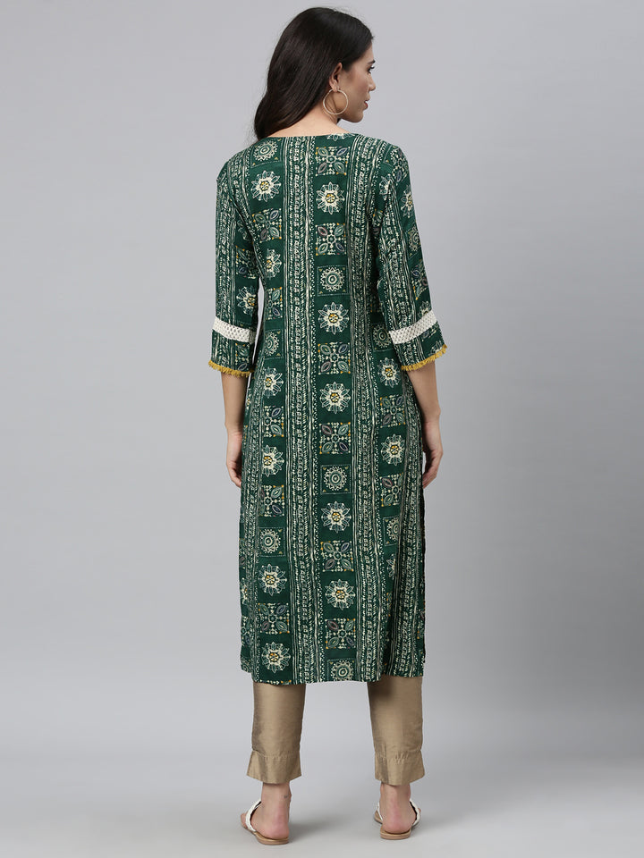 Neerus B Green Color Muslin Fabric Kurta