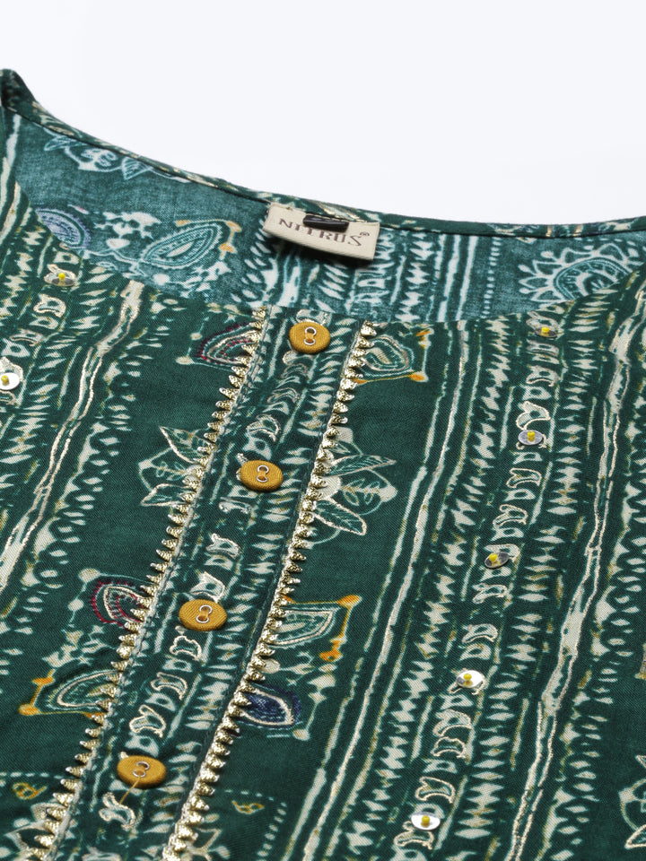 Neerus B Green Color Muslin Fabric Kurta