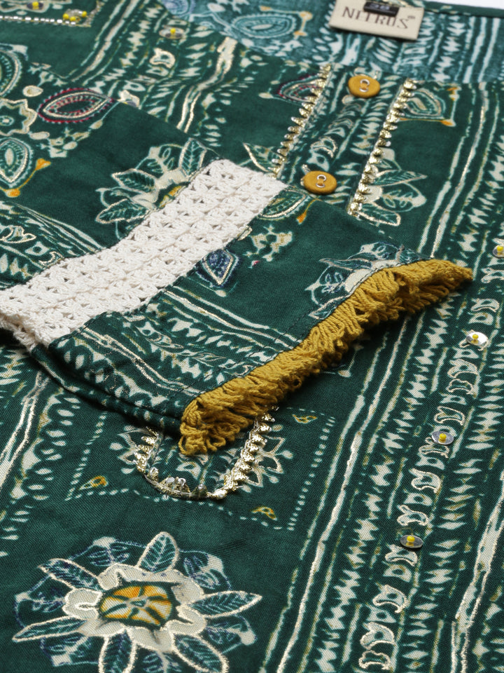 Neerus B Green Color Muslin Fabric Kurta