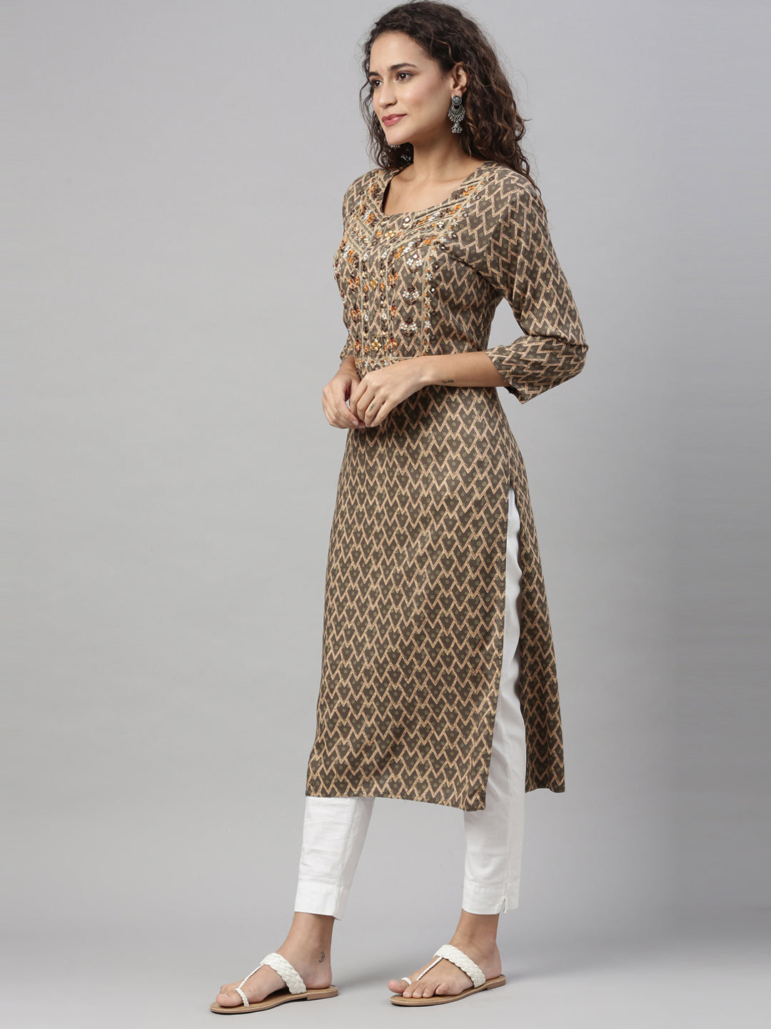 Neerus M Green Color Rayon Fabric Kurta