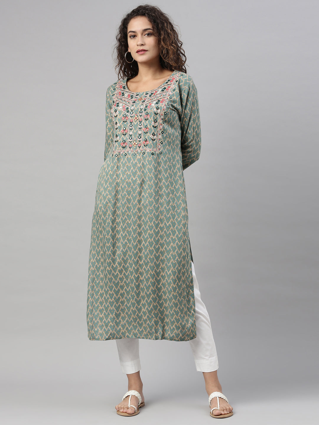 Neeru'S RAMA color, RAYON fabric Kurta