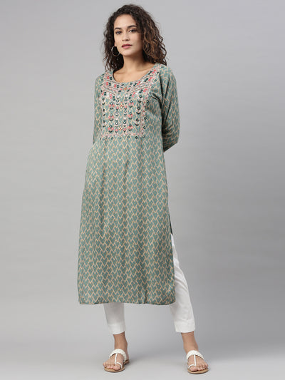 Neeru'S RAMA color, RAYON fabric Kurta