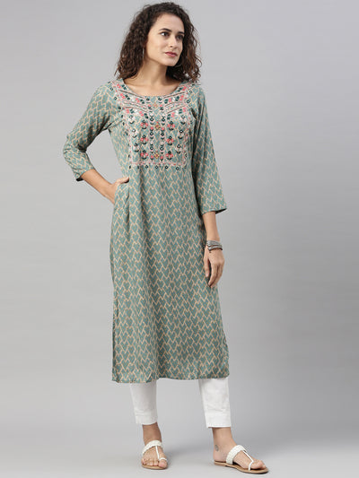 Neeru'S RAMA color, RAYON fabric Kurta