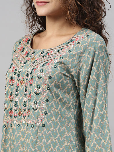 Neeru'S RAMA color, RAYON fabric Kurta
