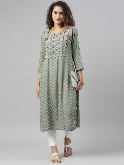 Neeru'S RAMA color, RAYON fabric Kurta