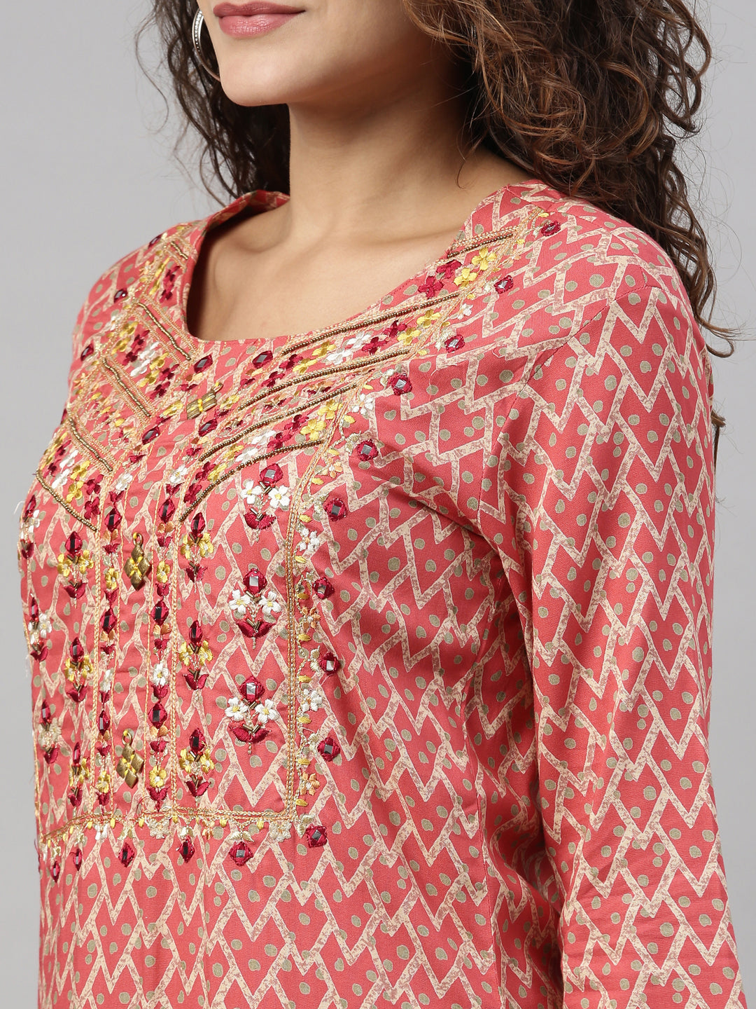 Neeru's Red Color Rayon Fabric Kurta