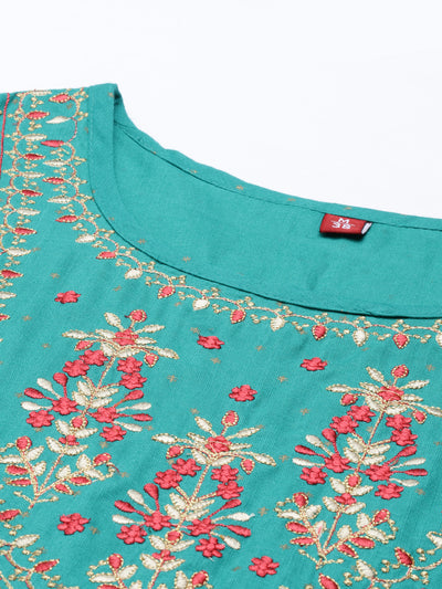 Neeru's Rama Color Slub Rayon Fabric Kurta