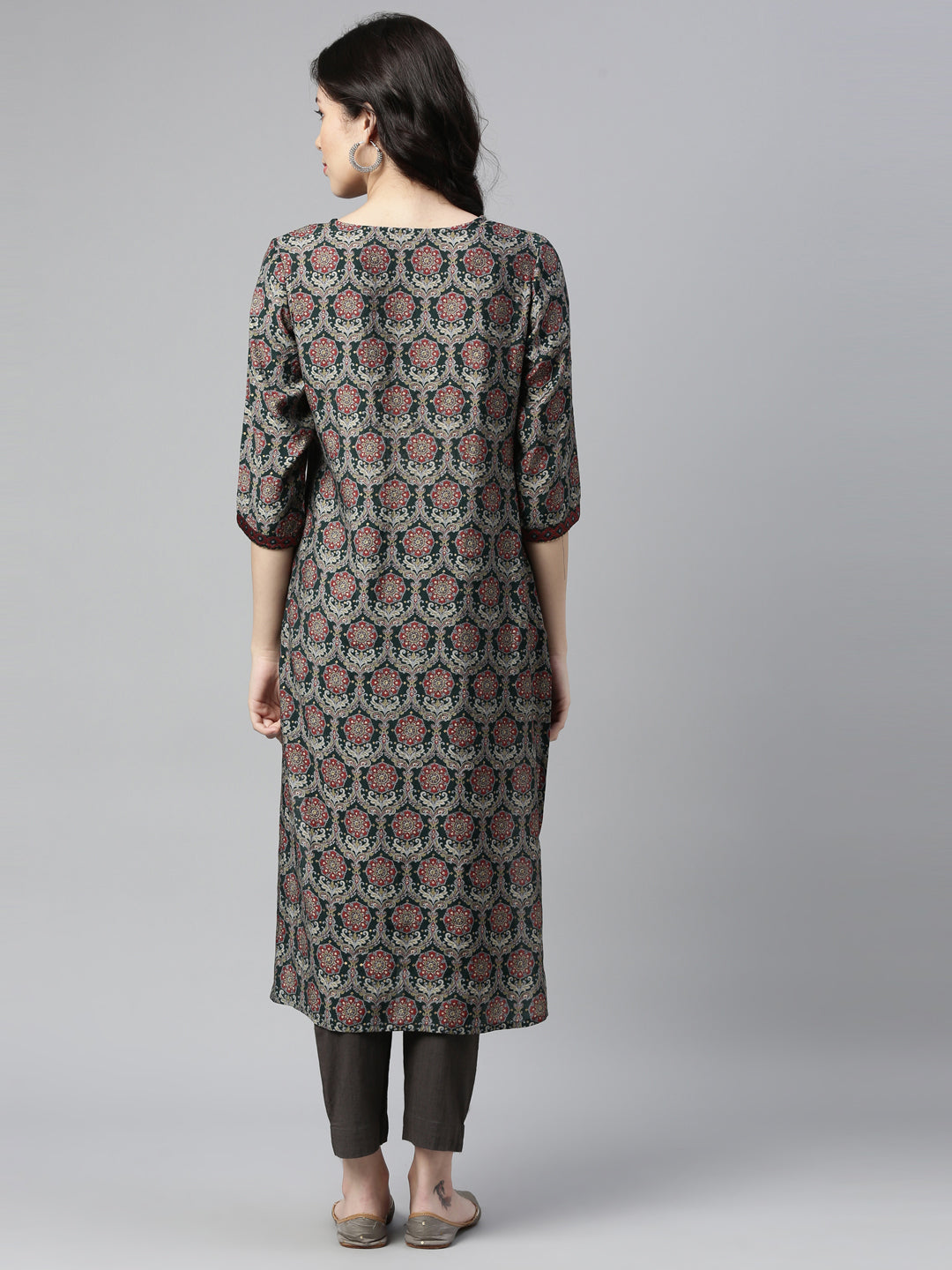 Neerus Green Color Rayon Fabric Kurta