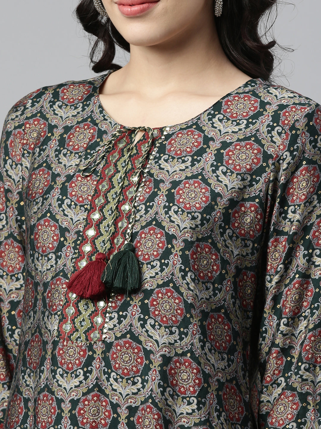 Neerus Green Color Rayon Fabric Kurta