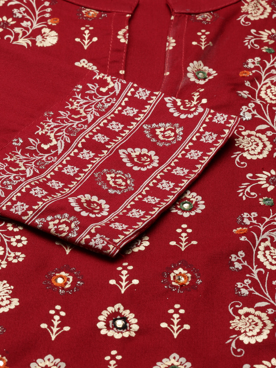 Neerus Red Color Rayon Fabric Kurta