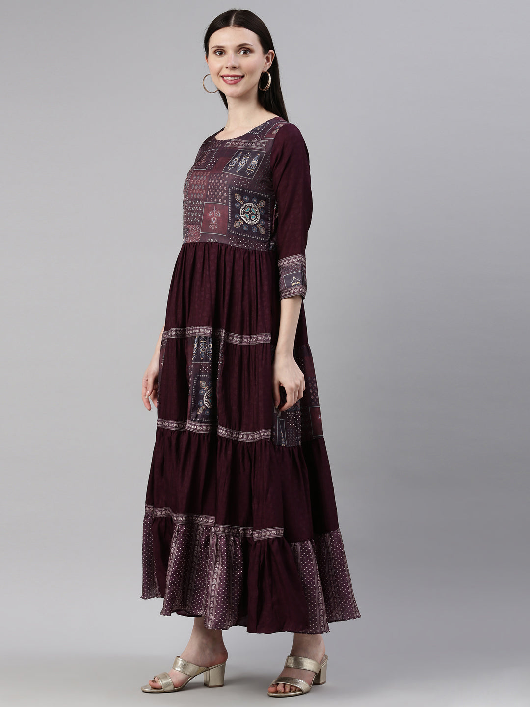 Neeru's Purple Color Silk Fabric Gown