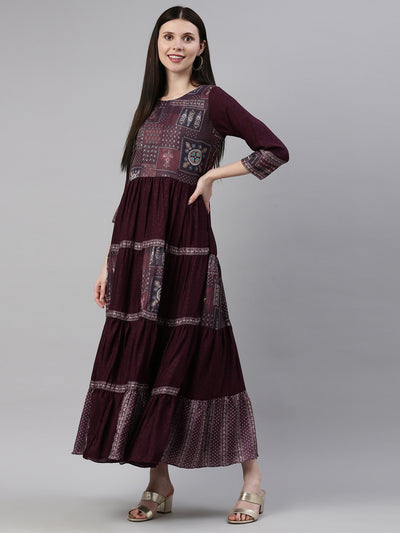 Neeru's Purple Color Silk Fabric Gown